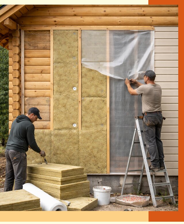 Утепление дома из бруса в Кирово-чепецке от 4078 руб./м2 — работы под ключ | ТепломастерКрв