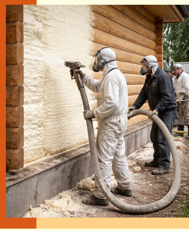 Утепление дома из бруса пенополиуретаном в Кирово-чепецке