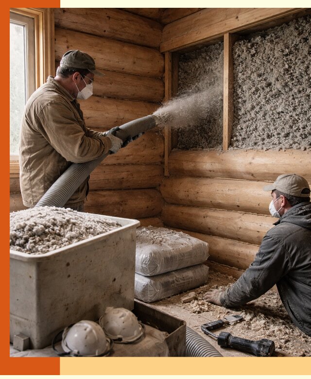 Утепление дома из бруса эковатой в Кирово-чепецке