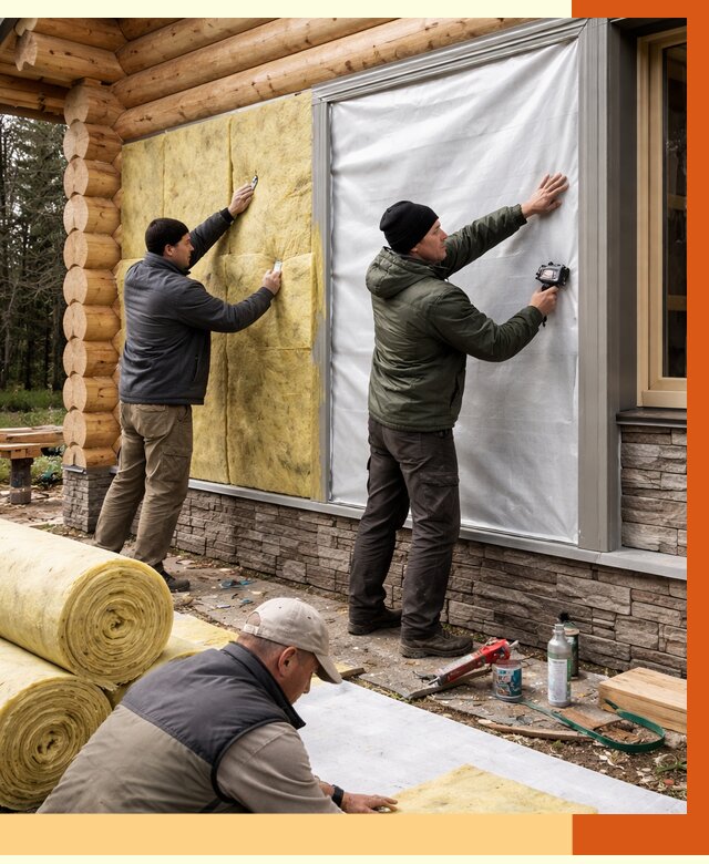 Утепление бревенчатого дома в Кирово-чепецке от 8319 руб/м2 — заказать под ключ | ТепломастерКрв