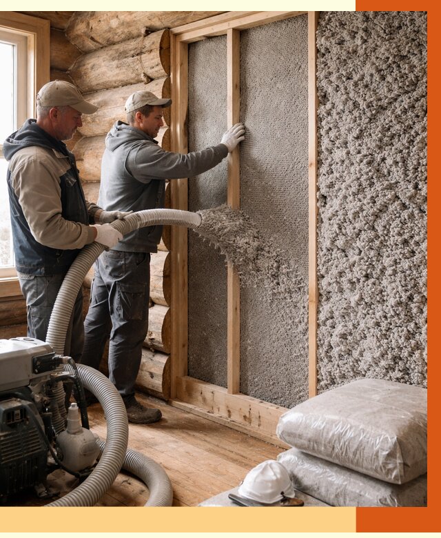 Утепление бревенчатого дома эковатой в Кирово-чепецке от 2990 руб. | ТепломастерКрв