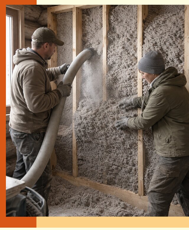 Утепление бревенчатого дома эковатой в Кирово-чепецке