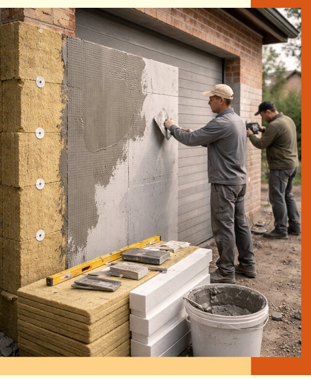 Утепление гаража снаружи в Кирово-чепецке от 4567 руб. за м2 — наружное утепление под ключ | ТепломастерКрв