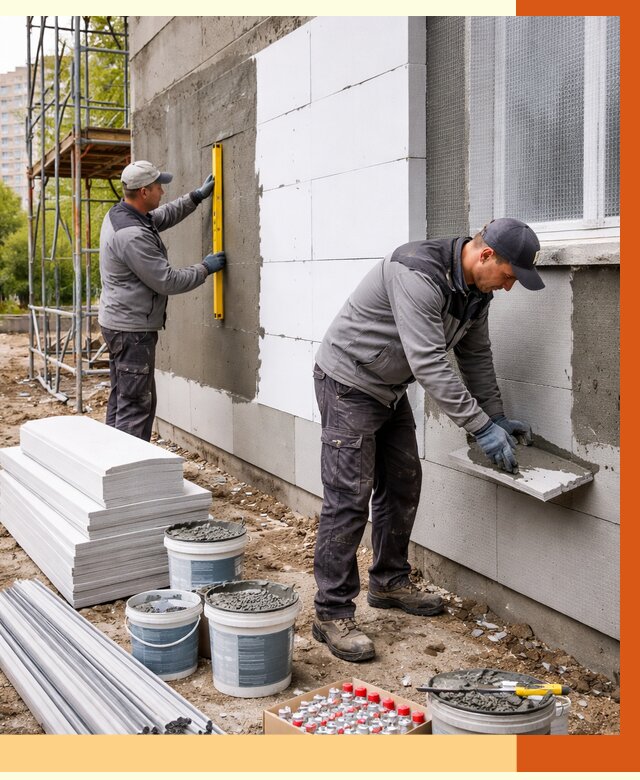 Утепление фасада и стен снаружи в Кирово-чепецке от 4567 руб. | ТепломастерКрв