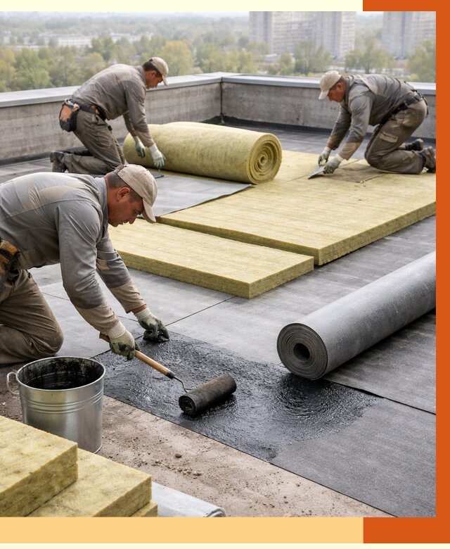 Утепление плоской крыши в Кирово-чепецке от 7829 руб./м2 под ключ | ТепломастерКрв