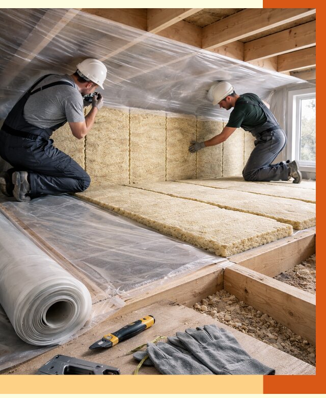 Утепление перекрытий в Кирово-чепецке от 3099 руб/м2 — утепление межэтажных и чердачных | ТепломастерКрв