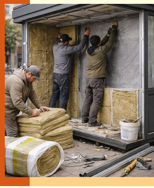 Утепление павильона шаурмы под ключ в Кирово-чепецке