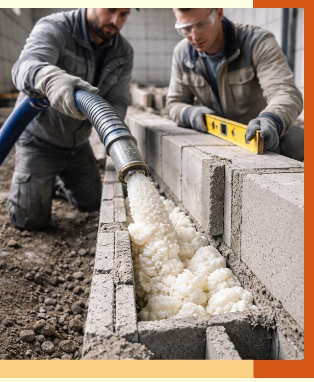 Заполнение колодцевой кладки ППУ в Кирово-чепецке от 4567 руб. за м2 | ТепломастерКрв