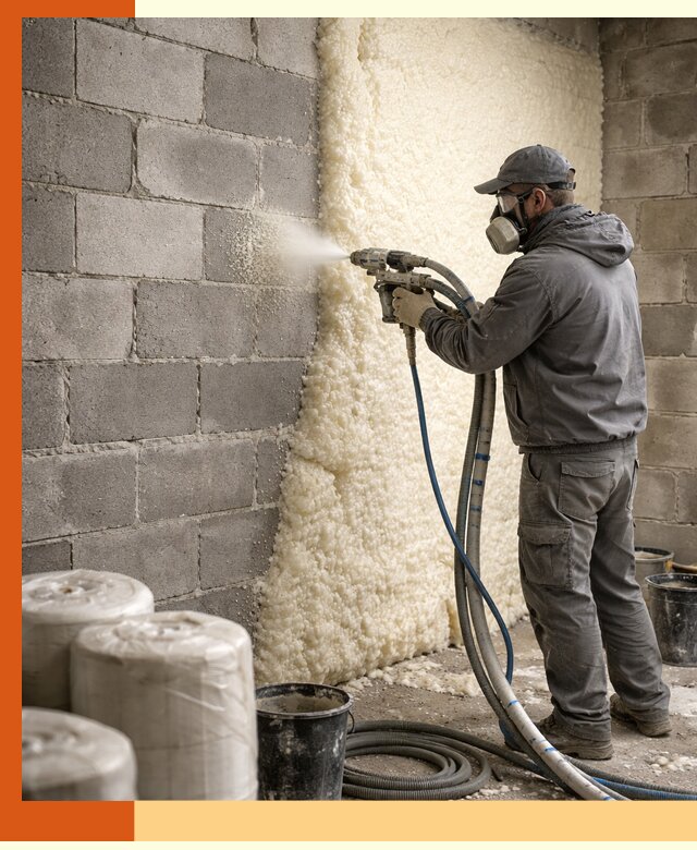 Утепление блочной стены ППУ в Кирово-чепецке качественно и надёжно