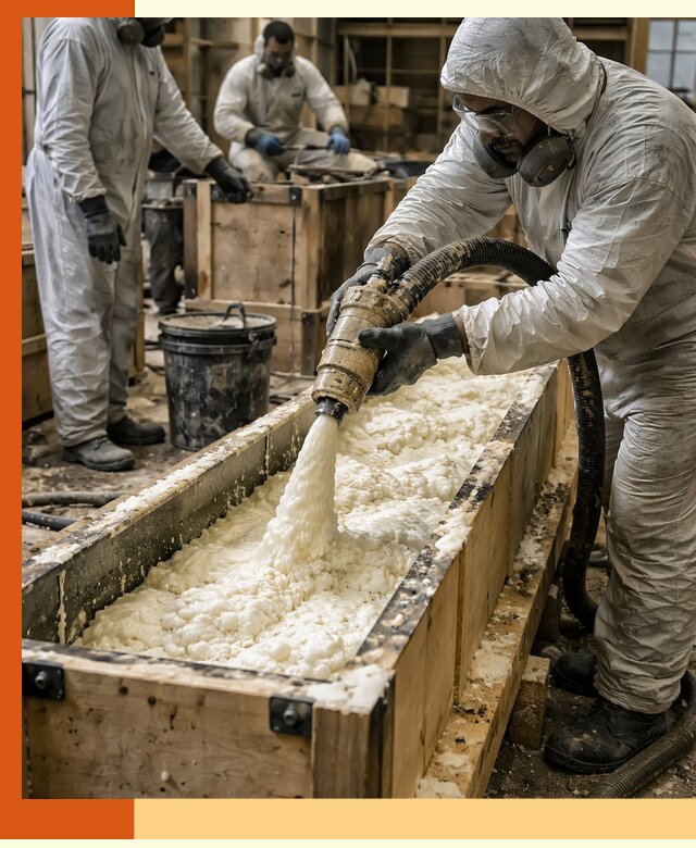 Заливка пенополиуретана в формы для утепления в Кирово-чепецке