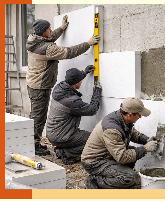 Утепление пенопластом наружных стен и фасадов в Кирово-чепецке