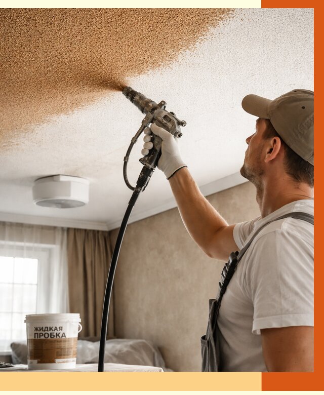 Утепление потолка жидкой пробкой в Кирово-чепецке от 3806 руб. | ТепломастерКрв