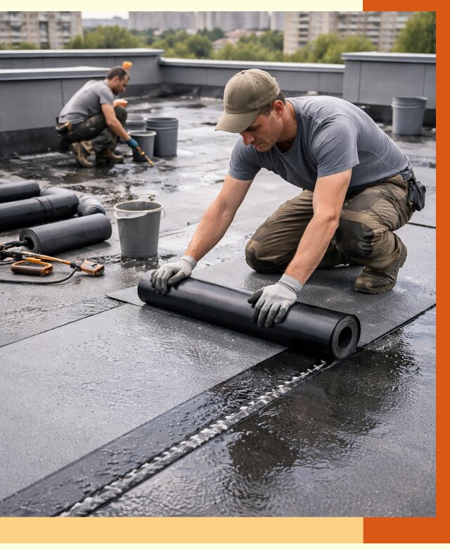 Гидроизоляция плоской кровли в Кирово-чепецке от 4893 руб./м2 — профессионально | ТепломастерКрв