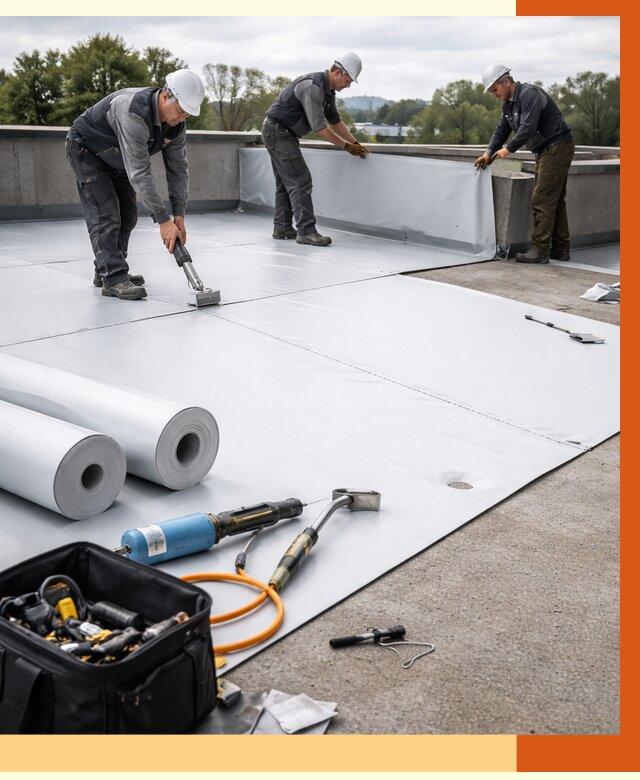 Гидроизоляция мембранной кровли в Кирово-чепецке от 8156 руб./м² — профессионально | ТепломастерКрв