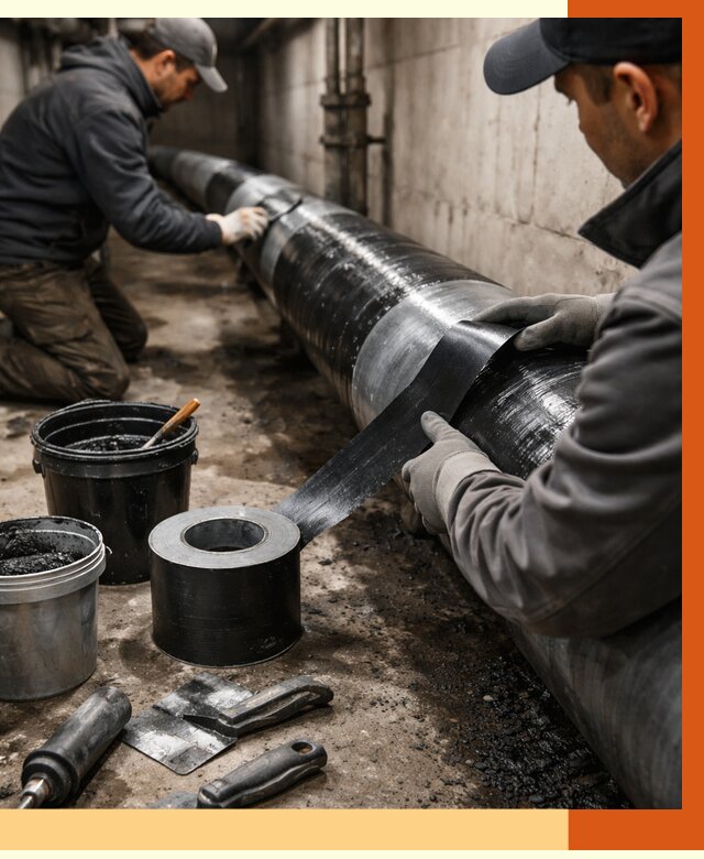 Гидроизоляция труб в Кирово-чепецке от 2719 руб. — профессиональная герметизация | ТепломастерКрв