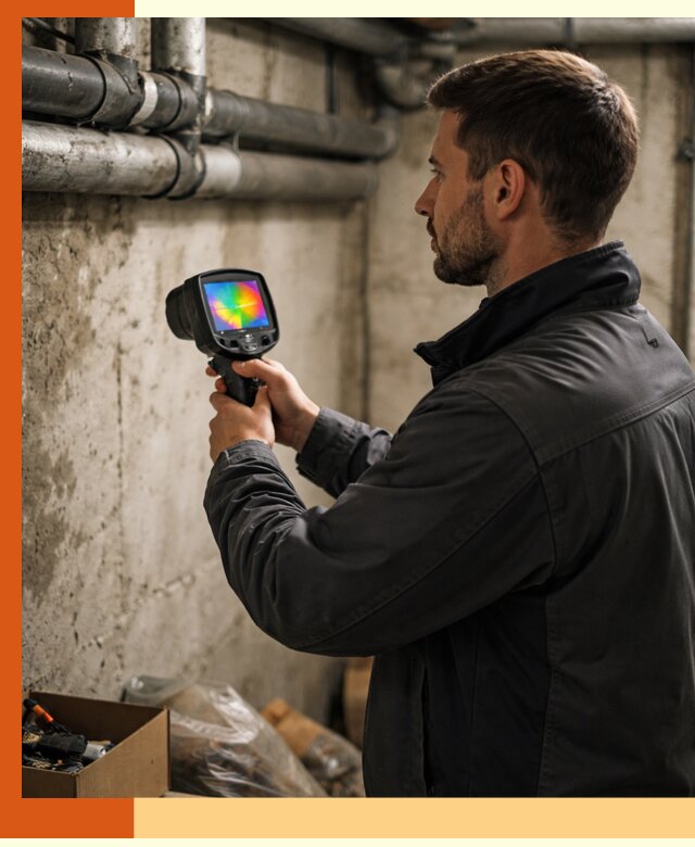 Тепловизионное обследование подвала в Кирово-чепецке для поиска утечек тепла