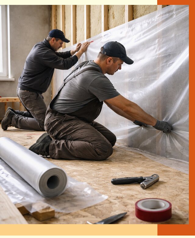 Монтаж пароизоляции в Кирово-чепецке от 2719 руб. — установка и укладка под ключ | ТепломастерКрв